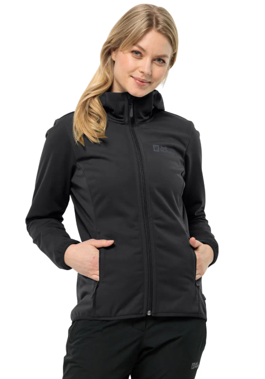 Jack Wolfskin Windhain Hoody Kadın Siyah Softshell - Siyah